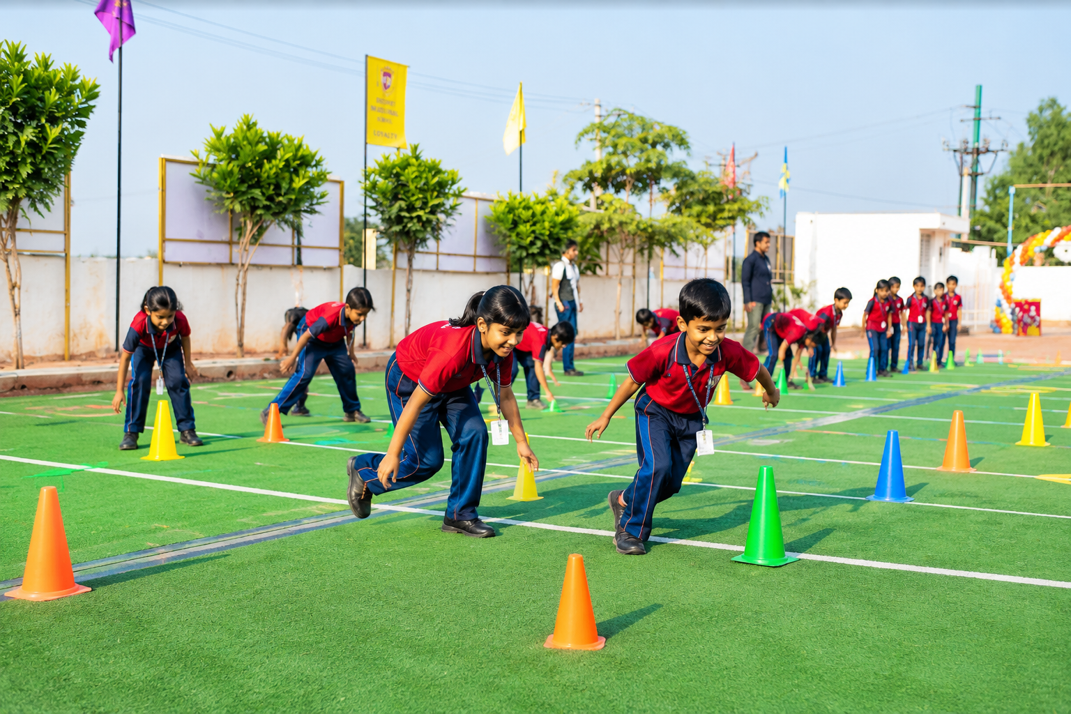Children participating in an energetic outdoor sports activity